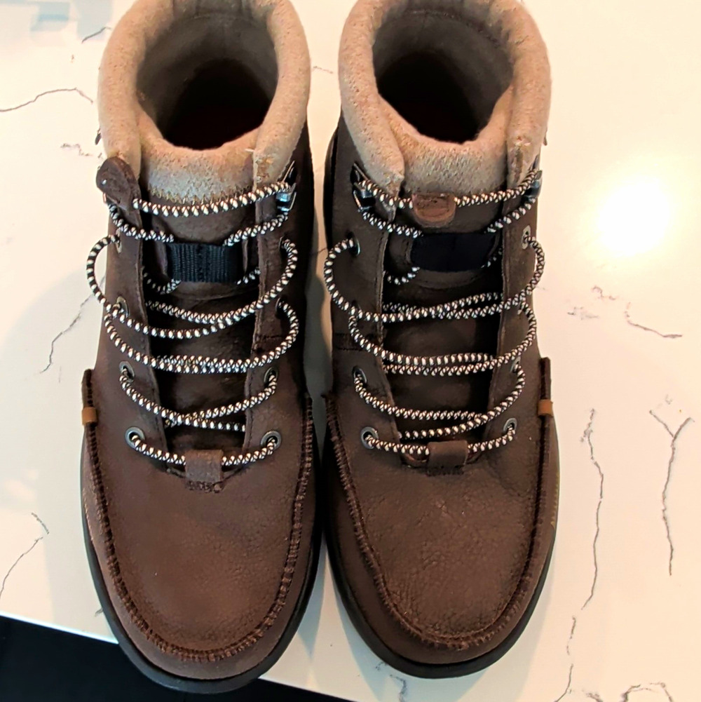 HEYDUDE Men's Brown Leather Ankle Boots Lace-Up Round Toe US 10 EU 43